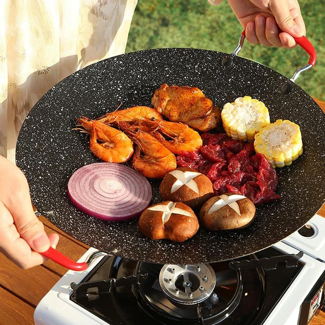 Stovetop Grill Pan Korean Bbq Grill Pan Non-stick Round Frying Pan