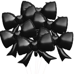 Set of 6 Elegant Baby Pink Bow Balloon Decorations for Bridal Showers and Girl's Parties (Black)