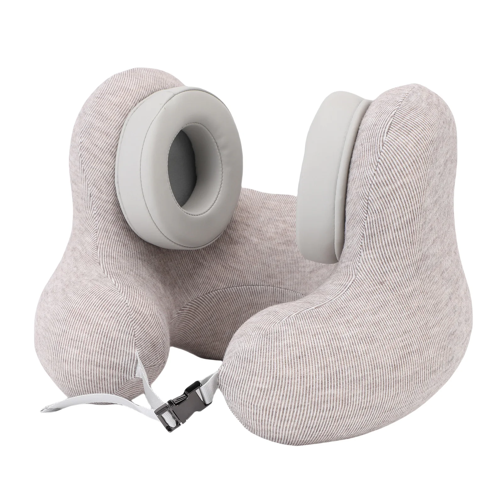 Neck Pillow Noise Reduction Detachable Magnetic Ear Muffs 360° Support Skin Friendly U Shape Neck Pillow for High Speed Train