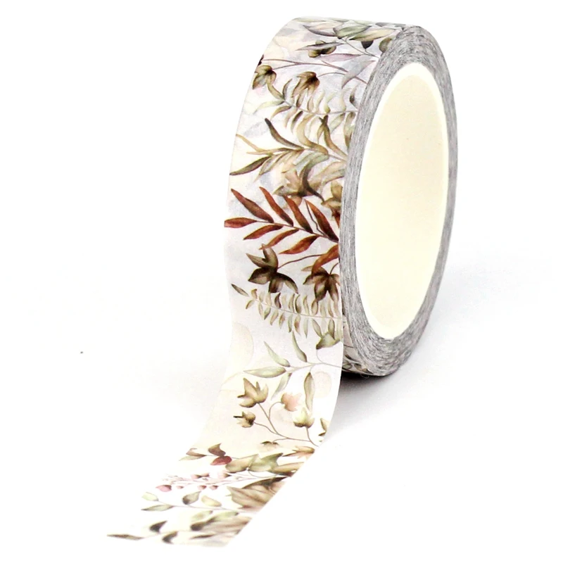 2023 NEW 1PC 10M Decor More Neutral Leaves Grid Washi Tape Set for Scrapbooking Planner Adhesive Masking Tape Cute Stationery 4