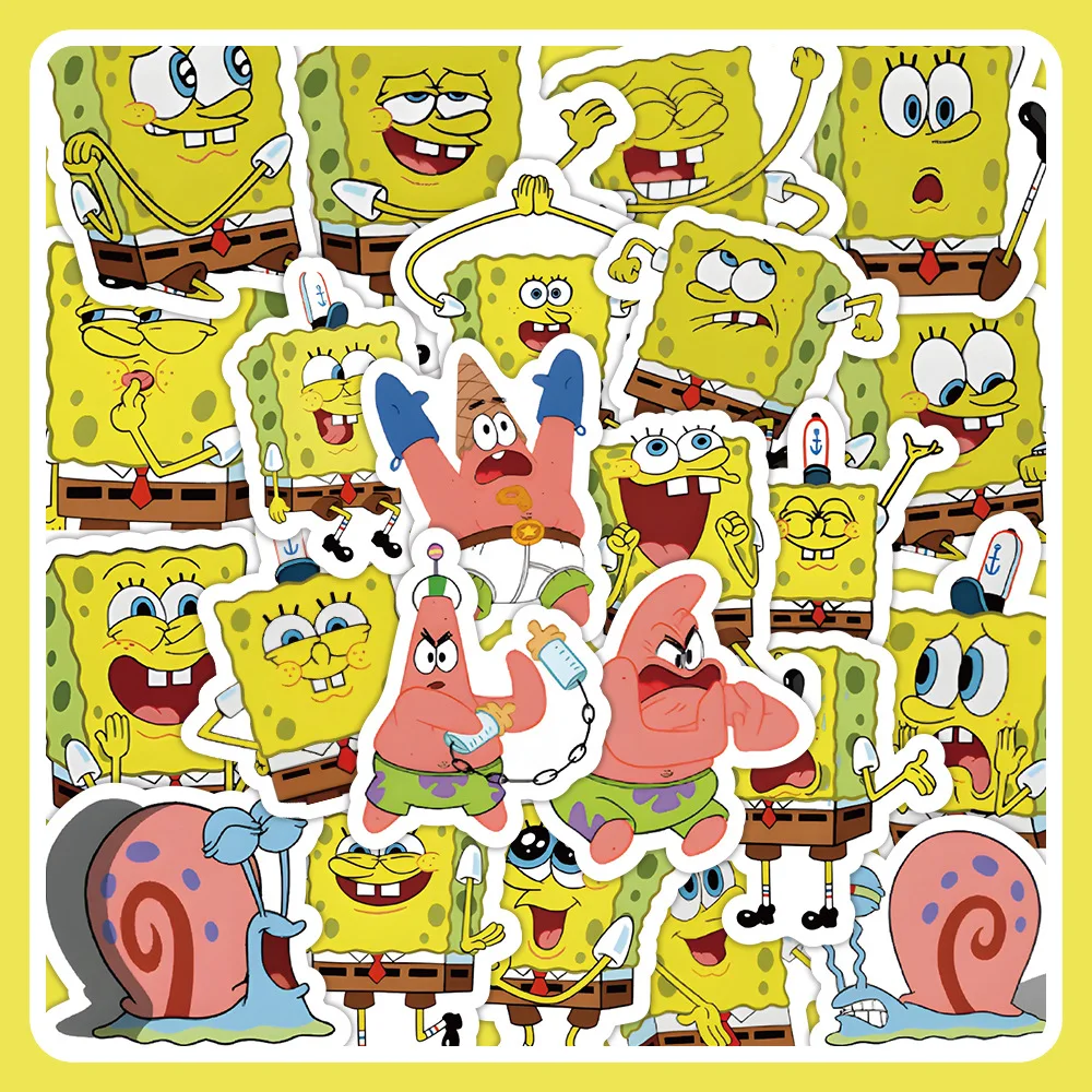 

2023 New 64 SpongeBob Stickers Pie Big Star Yellow Sponge Octopus Brother Phone Case Plate Decorative Stickers Kawaii Wholesale