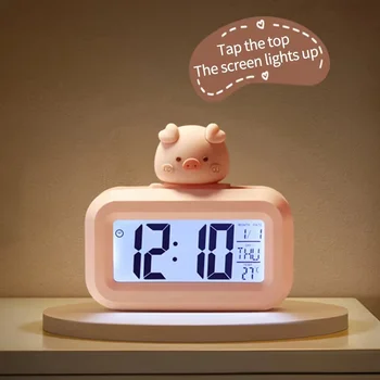 Nuovo orologio digitale a LED carino Kawaii Roma Decor sveglia di maiale del fumetto con luce notturna stanza orologio carino ornamenti da comodino camera da letto 1