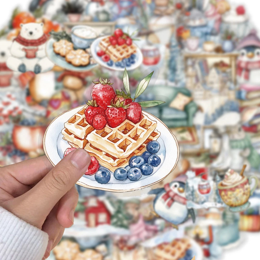 10/30/50pcs 투명 귀여운 겨울 크리스마스 스티커 미적 눈 풍경 데칼 DIY 노트북 전화기 기타 그래피티 스티커 장난감