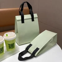 StoBag 10pcs Green Non-woven Insulation Tote Bag Portable Fabric for Food Drinks Package Keep Warm Cold Delivery Reusable Pouch 2