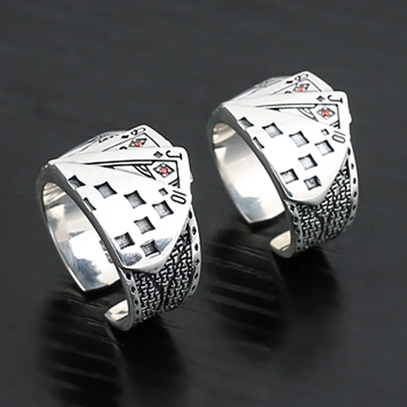 Vintage Punk Poker Card Zircon Ring Image 2
