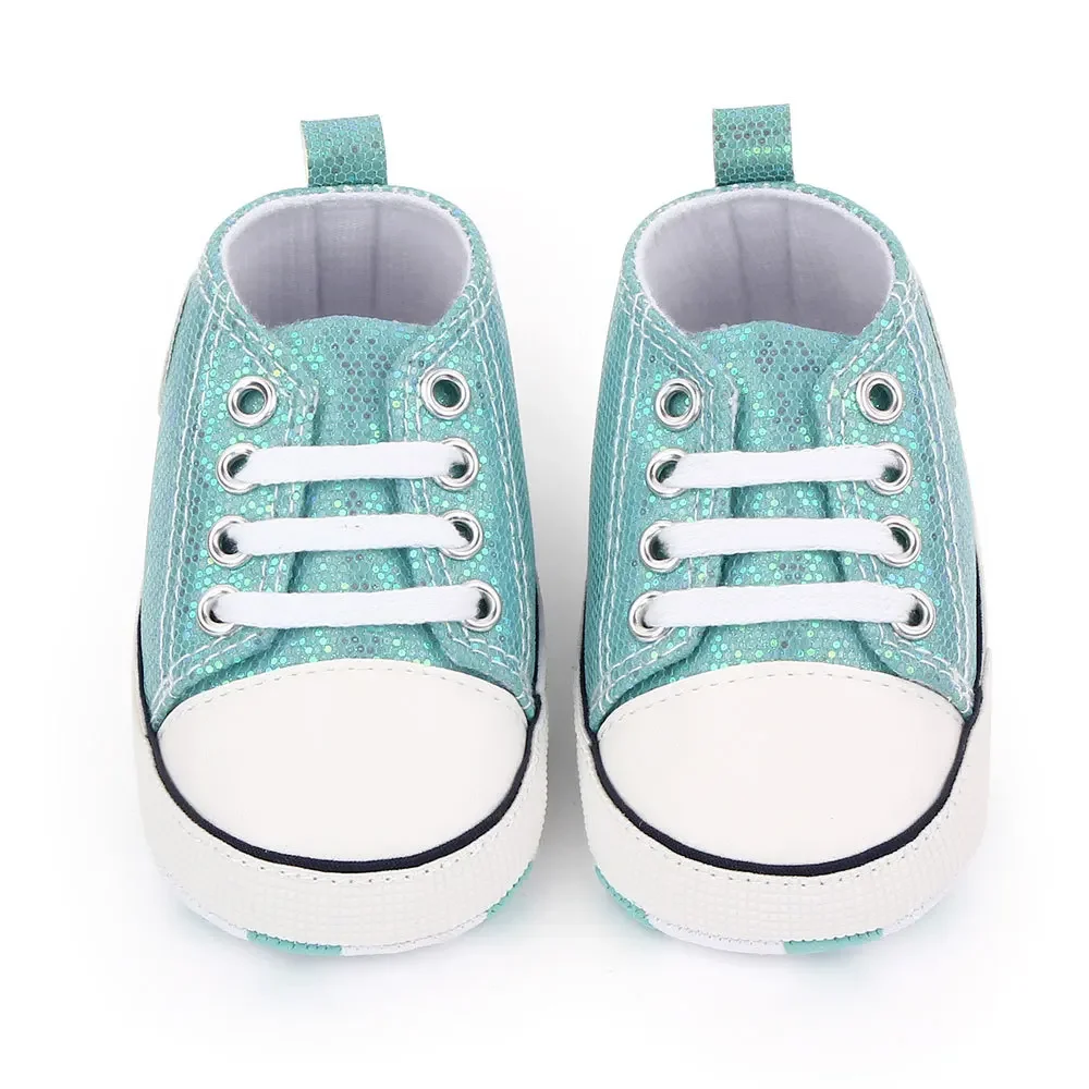 2025 Newborn Sequined Canvas Baby Sneakers Casual Baby Boys Girls Toddler Multi-Color Soft Sole Non-slip Walking Shoes 0-18Month 3