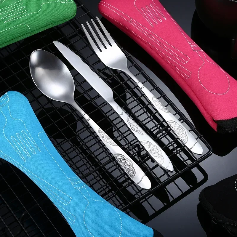 Picnic Tableware Set Washable with Zipper Travel Cutlery Kit Case Portable Pouch for Dinner Household Tool Travel Camping Spoon cutlery set picnic cutlery set picnic tableware camping cutlery set