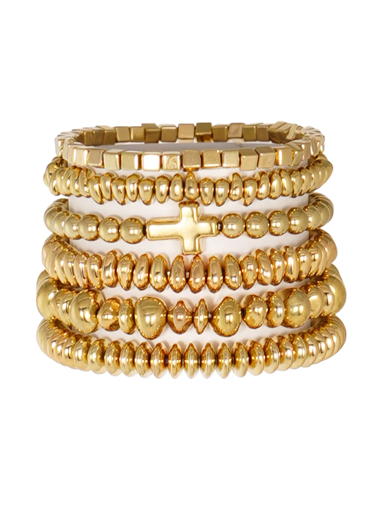 Bohemian Square Shaped CCB Bead Stacked Elastic Bracelet Women