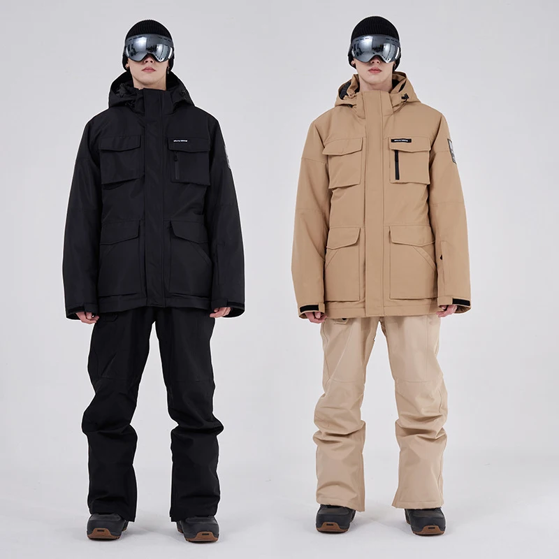Men's Winter Ski Suit 2-Piece Set - Waterproof Windproof Soft Shell Jacket & Pant Snowsuit