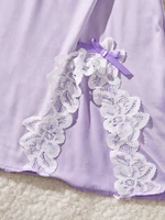 Nouvelle Lingerie Sexy pour femmes dentelle transparente Patchwork vêtements de nuit fronde vêtements de nuit élégants nuisette côté robe et string ensemble 4