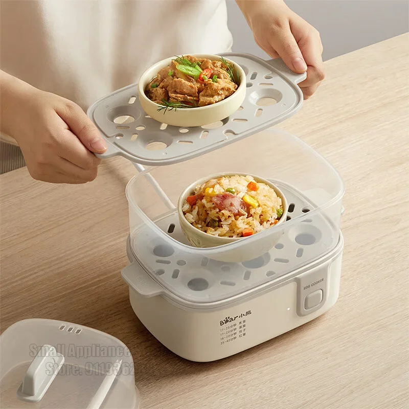Bear Food Steamer Single/Double Layer Electric Vegetable Steamer Multifunctional Steam Pot Cooking Steaming 3D Cycle Steam 270w