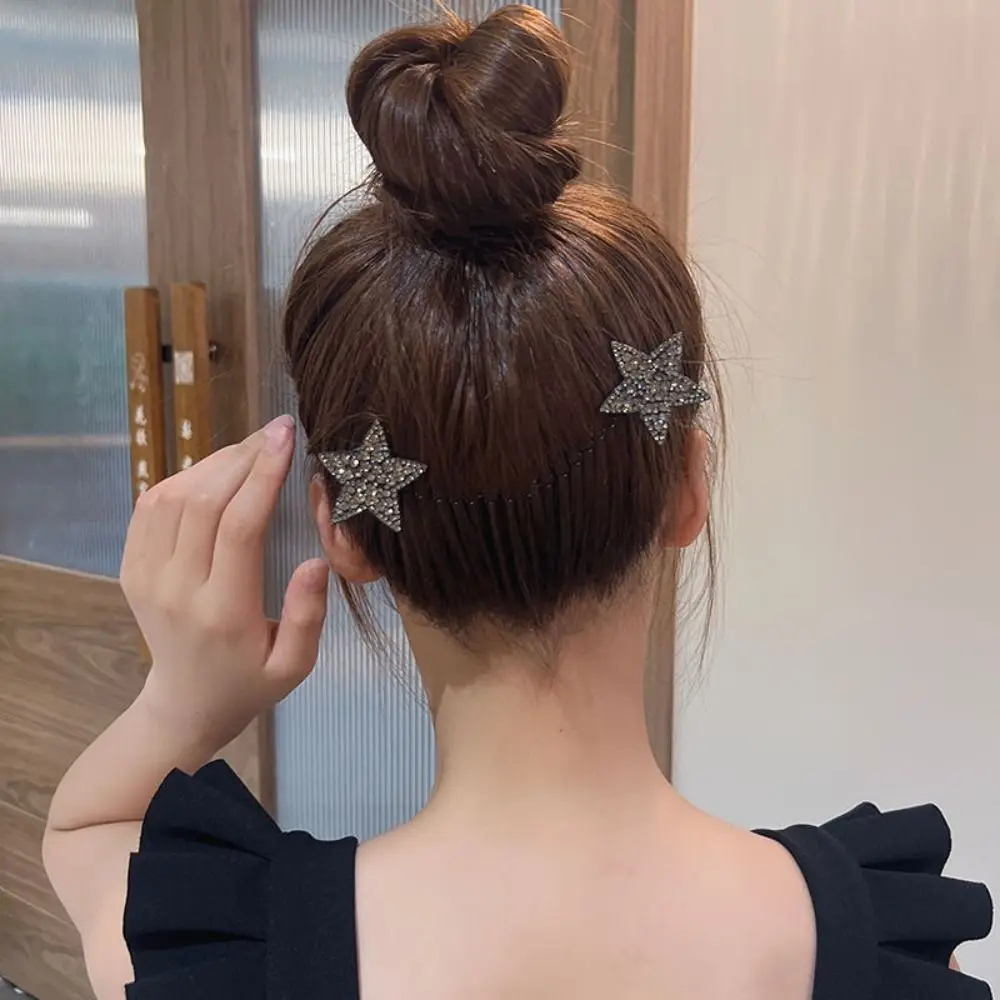Fresh Rhinestone U Shape Hair Styling Comb Butterfly Star Fixed Combs Headwear Hair Wear Spring Hair Comb Children