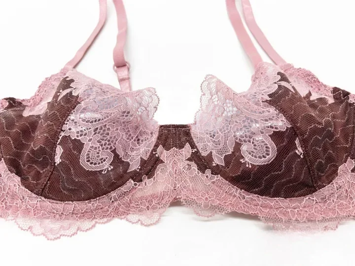 2-teiliges Dessous-Set für große Brüste, Minimizer-BH mit Anti-Sagging-Effekt, französischer Kontrastspitze, transparenter Tanga, Uplift-Unterstützung, für den Alltag – Detail 9