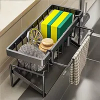Porte-éponge de cuisine, égouttoir d'évier, organisateur pour chiffon à vaisselle, rangement avec crochet de suspension 3