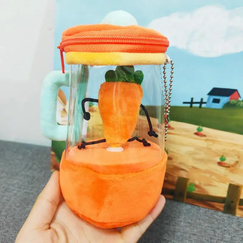 Fun Drawstring Rotating Plush Toy Carrot Blender Plush Toys Pull String Wind-up Carrot Juicer Plush Dolls Kids Birthday Gifts