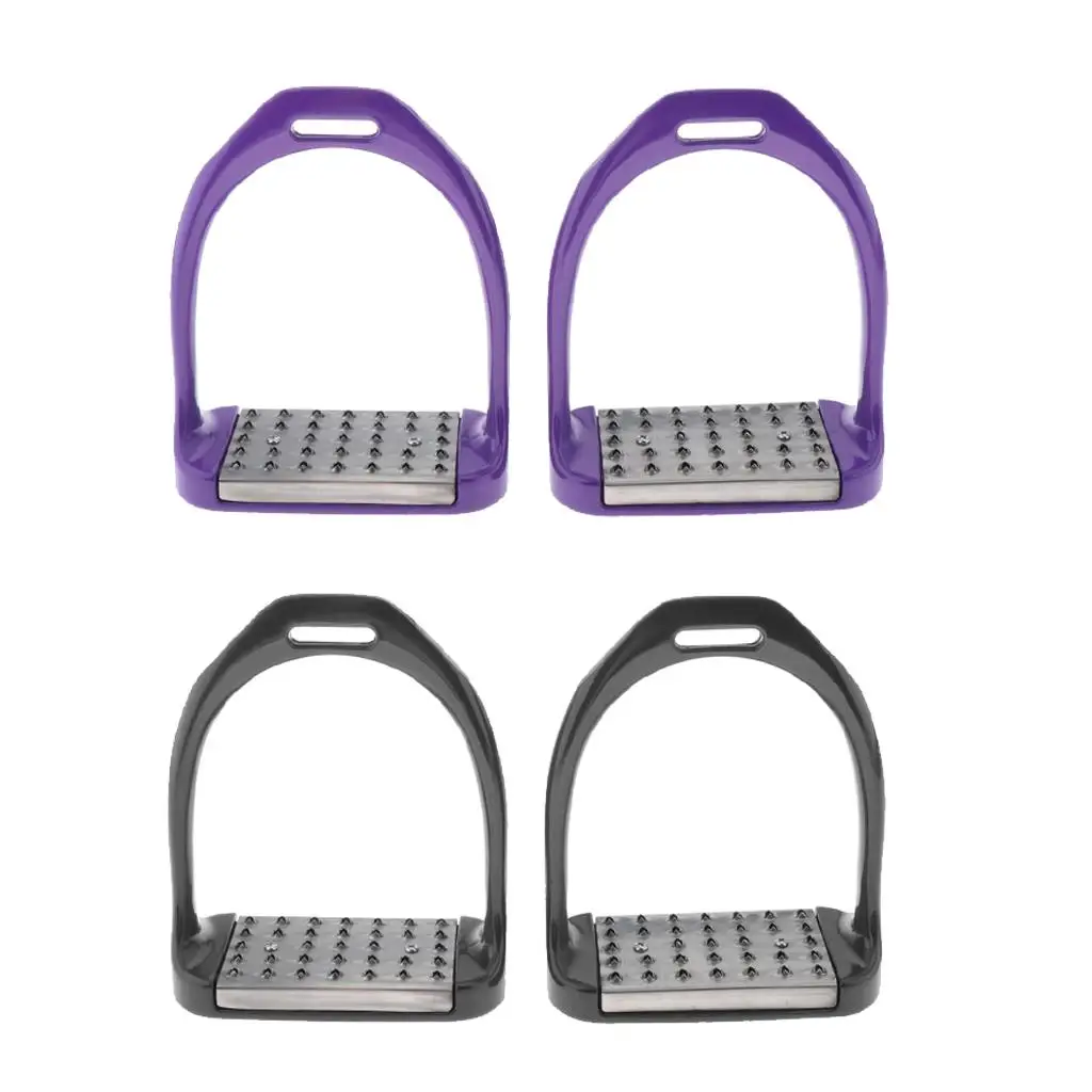 1 Pair Stainless Saddle English Riding Stirrups - Double Jointed Wide Base for Support