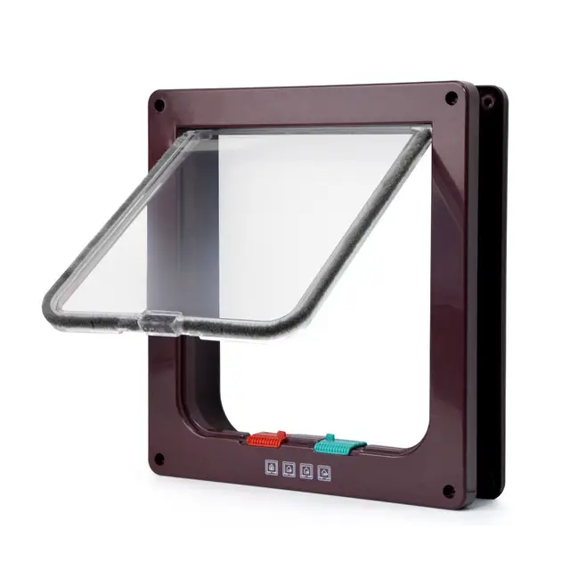 Installation Weatherproof 4 Ways In and Out ABS Material for Small Dogs,Cats Freely Cat Door Pet Supplies Flap Door Dog Gates