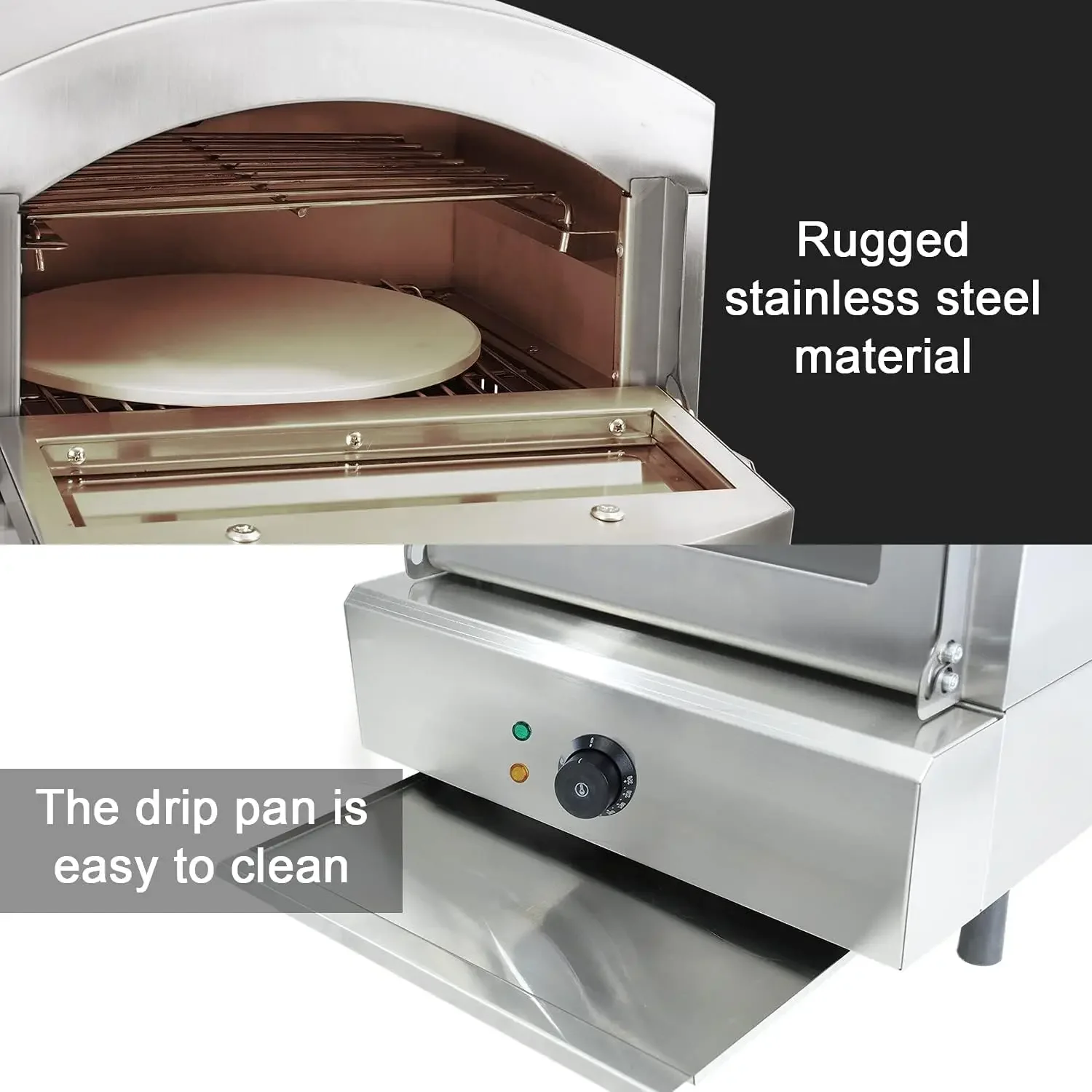 Countertop Stainless Steel Maker with 12 inch Round Pizza Stone Portable Solo Stove Pizza Ovens Suitab
