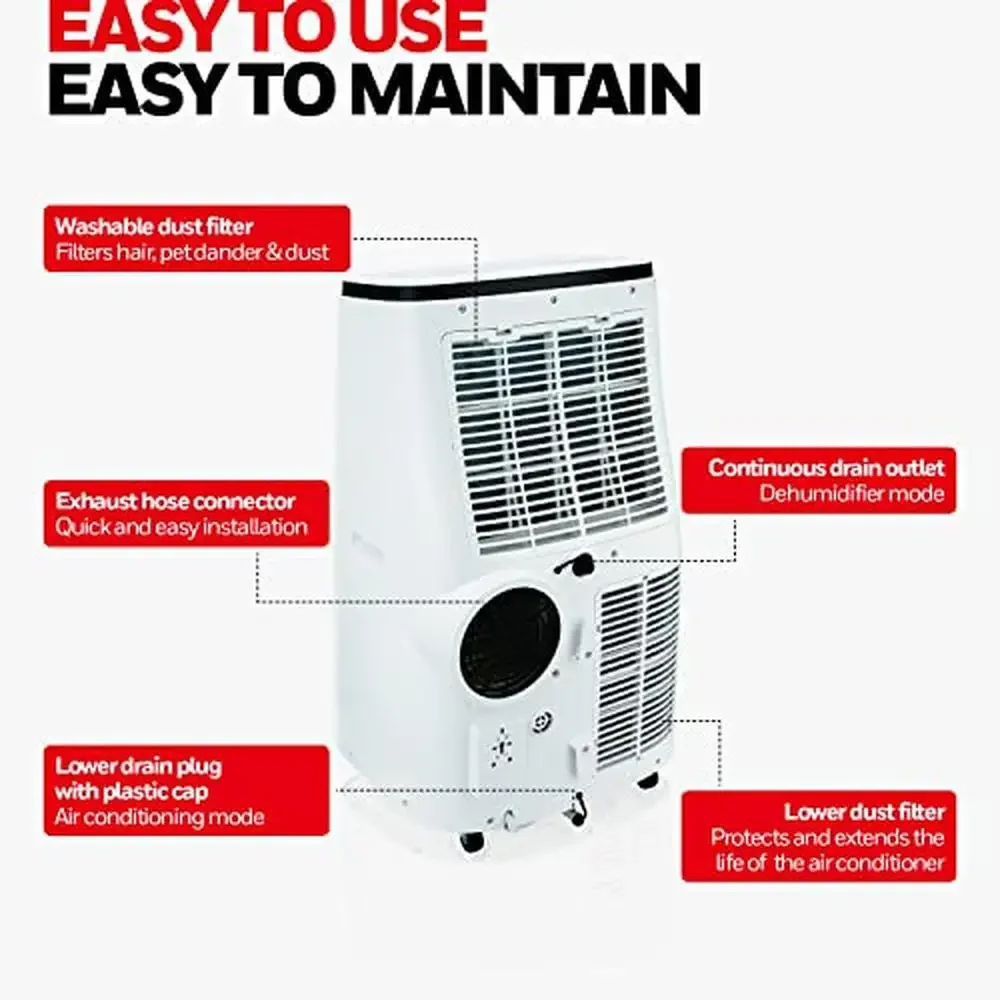 Portable AC Dehumidifier 10000 BTU Bedroom Living Room 450 Sq. Ft. Cooling Remote Control 6
