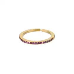 Elegant Zircon Green Adjustable Ring in Gold-Tone Stainless Steel for Women - Perfect for Engagements, Weddings, and Holiday Gifts (JZ4042G-5)