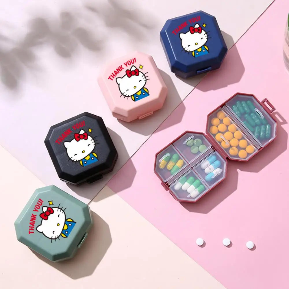 

Sanrio Hello Kitty Mini Portable Pills Organizer Case 6 Grids PillBox Tablet Storage Container Weekly Medicine Box Pill Case