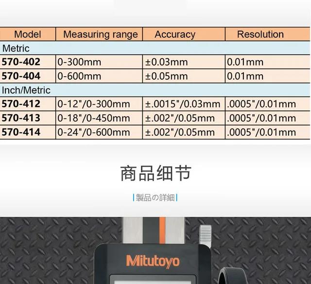 Mitutoyo新しいデジタルハイトゲージ、HDS-30CX 570-402、範囲0-300/0.01mm、570-412範囲0-300/0-12  