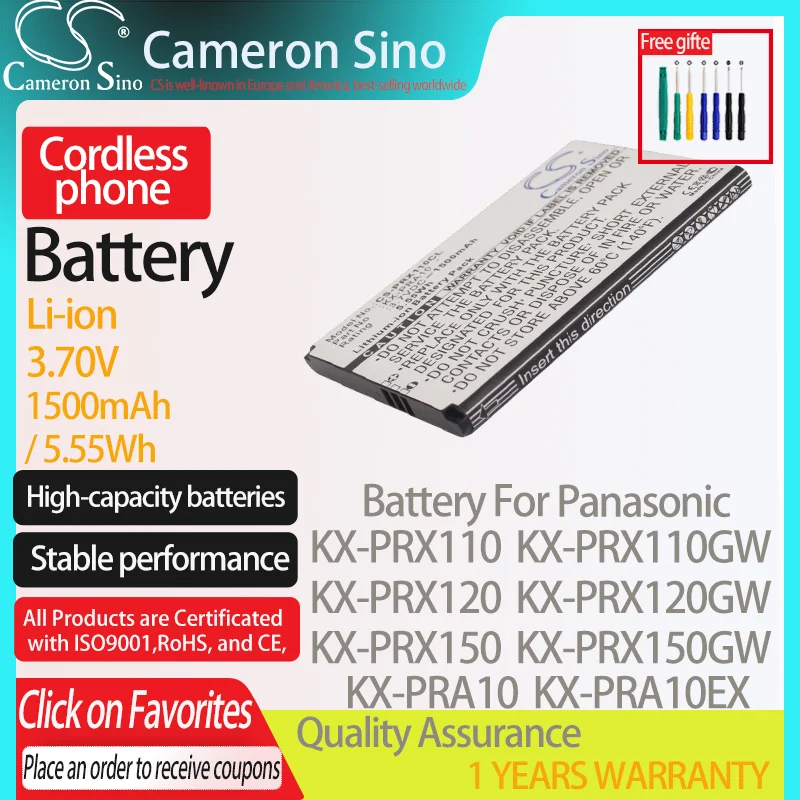 Cameronsino Batteria Per Panasonic Kx-Prx110Gw Kx-Prx120Gw Kx-Prx120 Adatto Panasonic Kx-Pra10 Batteria Del Telefono Cordless