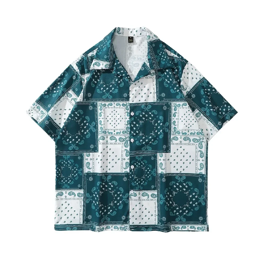 

Vintage Plus Size Women's Green Plaid Shirts and Blouses Loose Paisley Gothic Graphic Summer Vacation Hawaiian Tops T-shirts