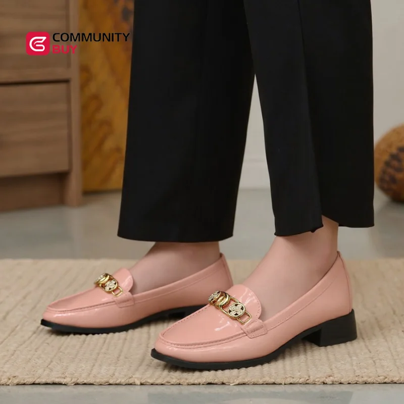 Zapatos planos casuales para Mujer, Punta Redonda, Hebilla de Metal, Cómodos, Primavera/Otoño