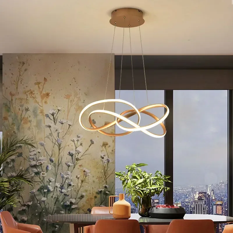 

Nordic Gold Gray Chrome Modern LED Chandelier For Living Dining Room APP Control Hanging Lndoor Lighting Ceiling Chandelier Lamp