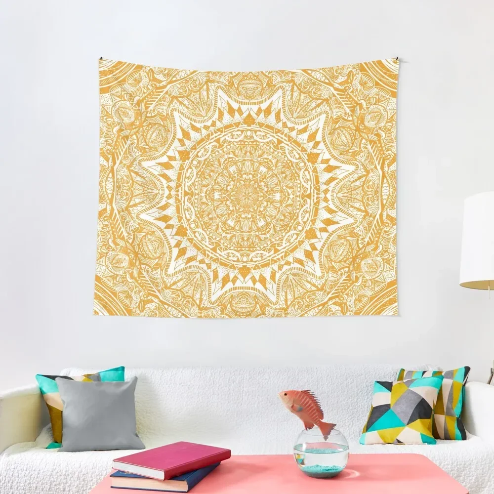 

Orange mandala pattern Tapestry Room Decor Room Decorations Aesthetic Tapestry
