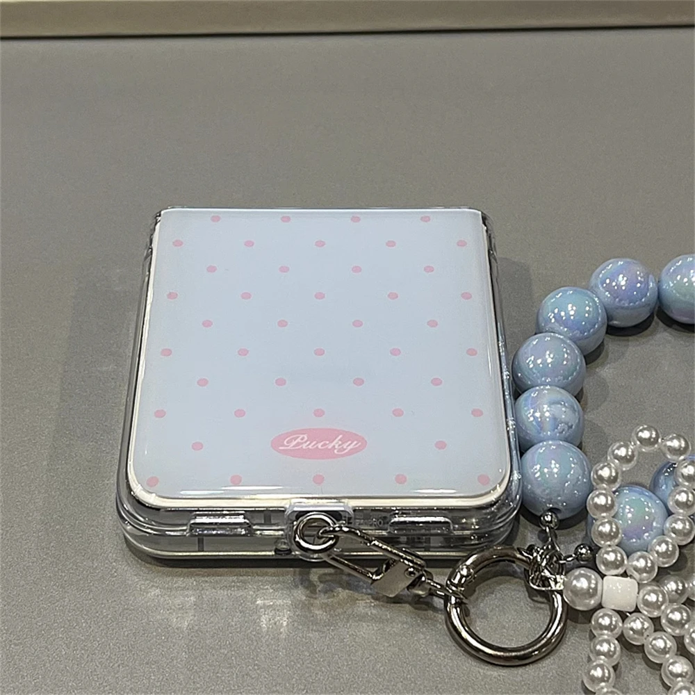 Korean Cute Polka Dot Macaron Color Phone Case with Bracelet Cover