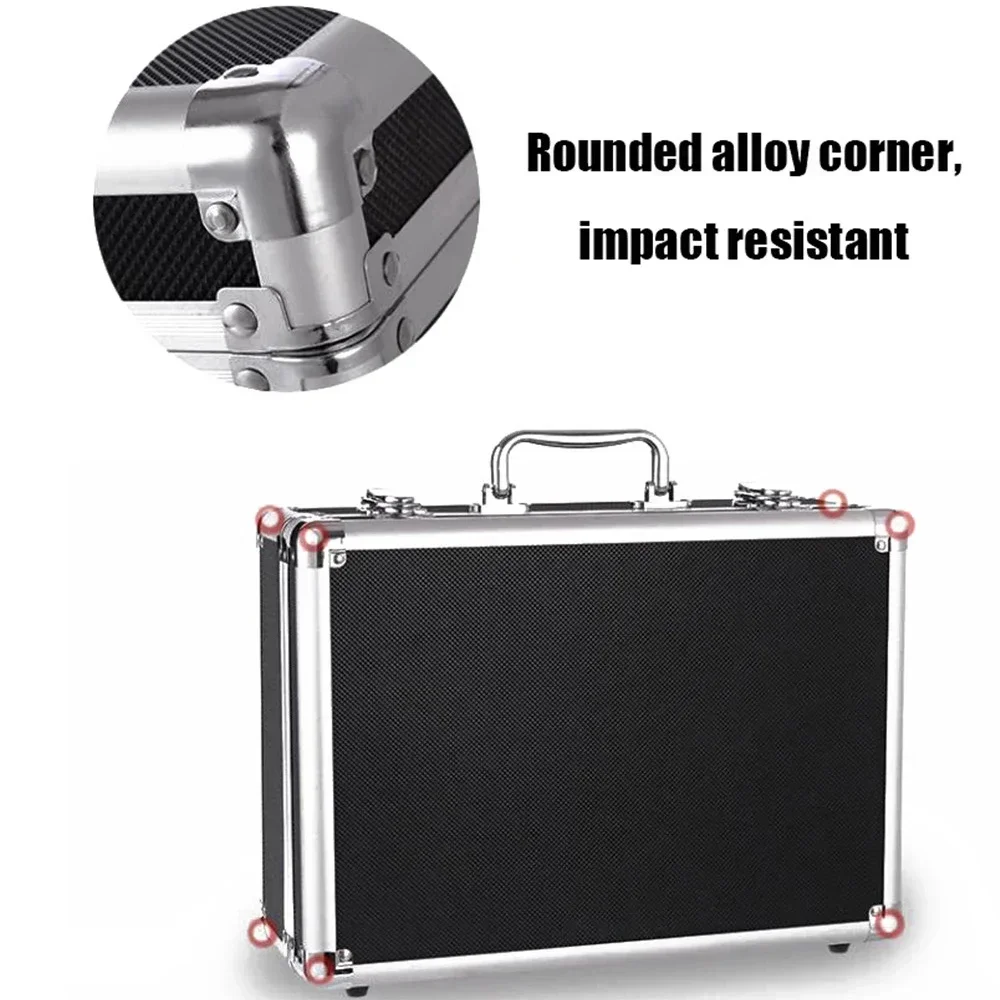 30x17x8cm Aluminum Tool Box with Sponge Lining Handheld Impact Resistant Tool Case Portable Instrument Box Storage Case 4