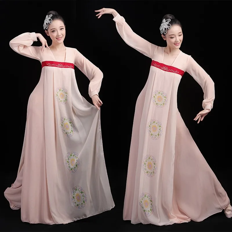 

Ladies Yangko dance costume Chinese classical dance costume Female gauze dress body fan dance Chinese style modern dance set