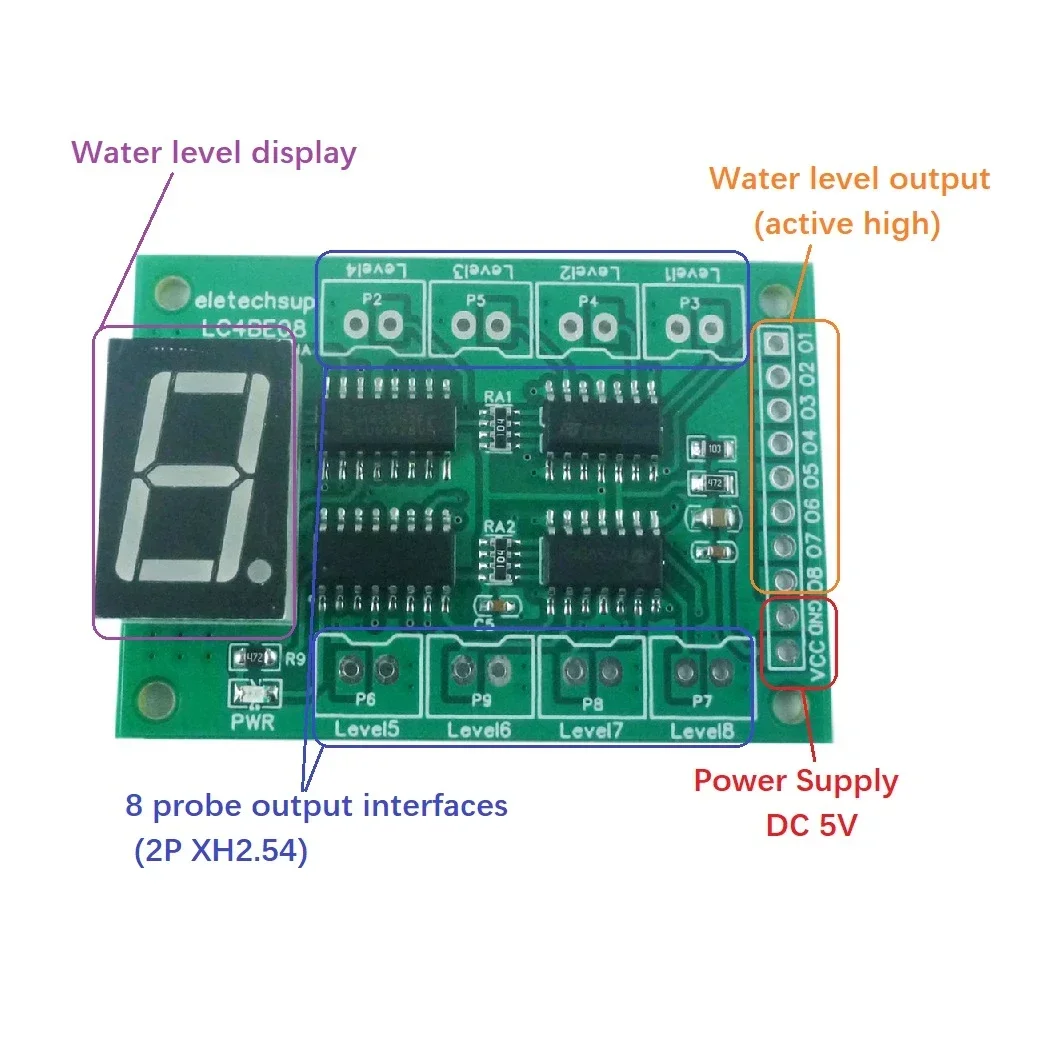 

DC 5V 8 Port Water Level Detect Display Board Liquid Controller Sensor Switch Module for Arduino UNO MEGA2560 NANO MCU STM32