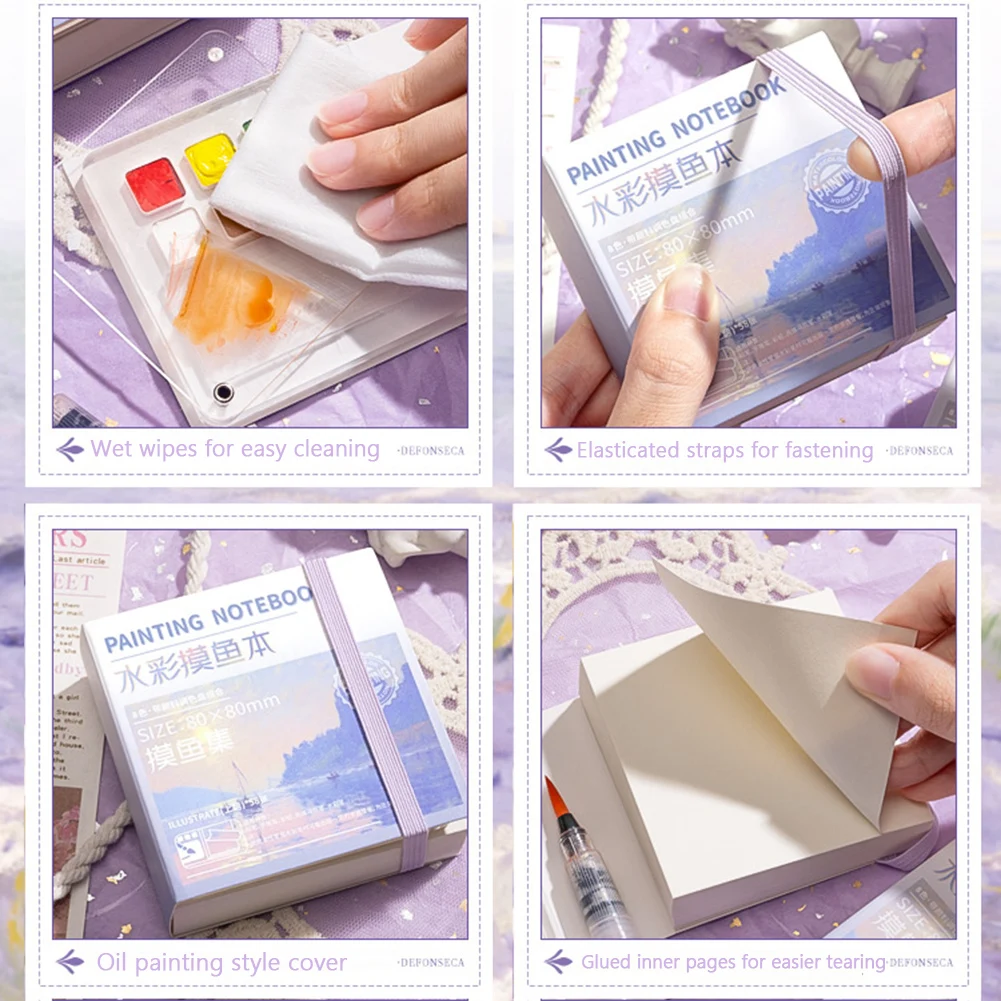 Portable Travel Paint Palette Mini Watercolor Palette Set with Clip Portable Watercolor Set Wooden Grid Paint Box Gift for Kids portable watercolor set