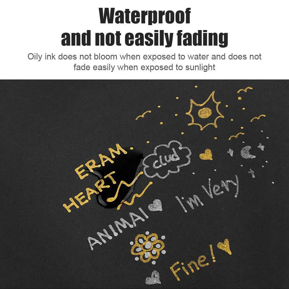 White Paint Pen, Colored Touch Up Pen, Waterproof And Non Fading Tire Marker Black