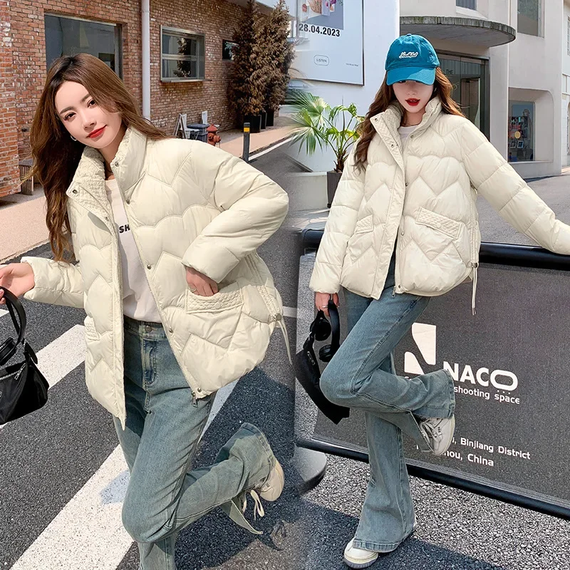 

2023 Short Bread Suit Female Student Korean Cotton Coat Small Cotton Coat Stand Neck Thickened Cotton Coat