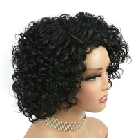 Perruque Lace Front Wig naturelle, cheveux crépus bouclés, coupe Pixie, couleur 4x1, pre-plucked, avec raie latérale, pour femmes 2