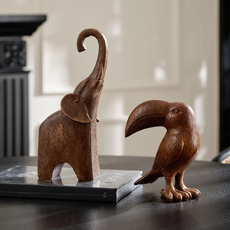 고급스러운 레진 동물 조각 장식품, 사무실, 거실, 대통령실 책상 선반용 원목 ..