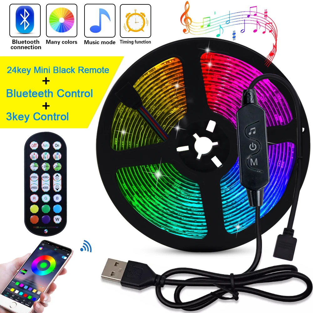 Telecomando Led Striscia LED RGB 5 Metri 30 LED/m - Luce Colorata USB Con Telecomando 24 Tasti Luci Led Camera Da Letto - Foto 9