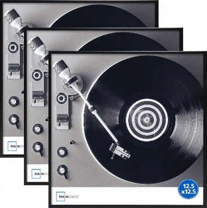 

12.5"x12.5" - 3 Pack Black Metal Record LP Frame Set Home Decor