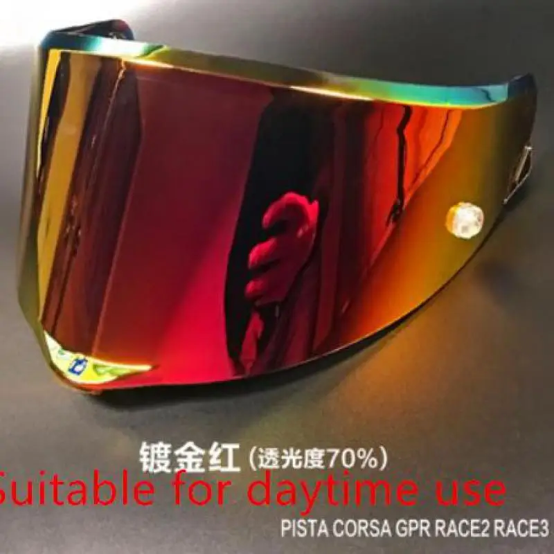 

PISTA GPRR High quality ABS sunshades are transparent in blue, red, black, silver, green, gold, purple, and pink.