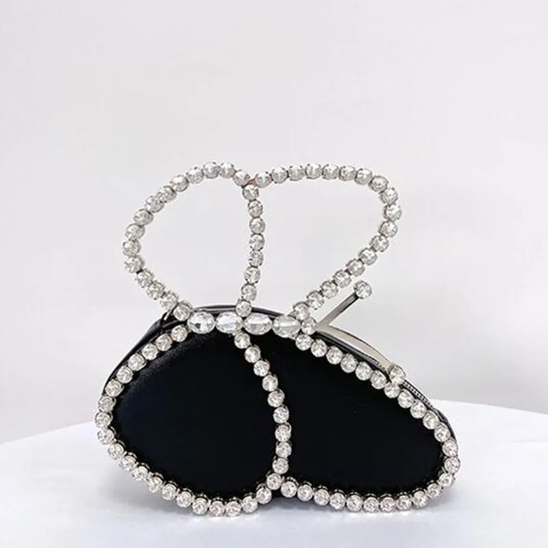 Women's Small Rhinestone Butterfly Top Handle Evening Clutch Bags - ROMY  TISA