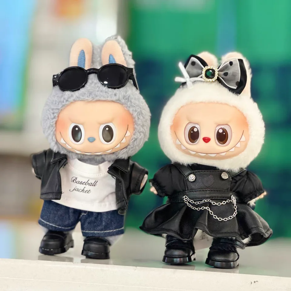 正規品　labubu コスチューム付き For 17cm Labubu Mokoko Leather jacket and skirt Locomotive Style