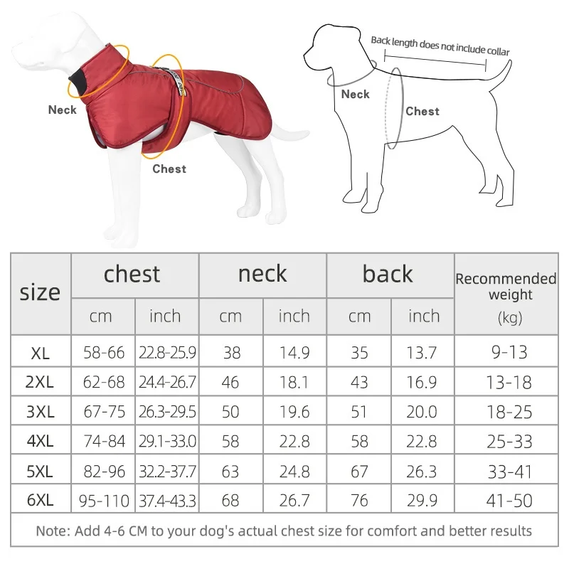 Large Dogs Windproof Reflective Warm Winter Dog Clothes For Medium Jacket Coat French Bulldog Coat Dachshund Labrador Outfits