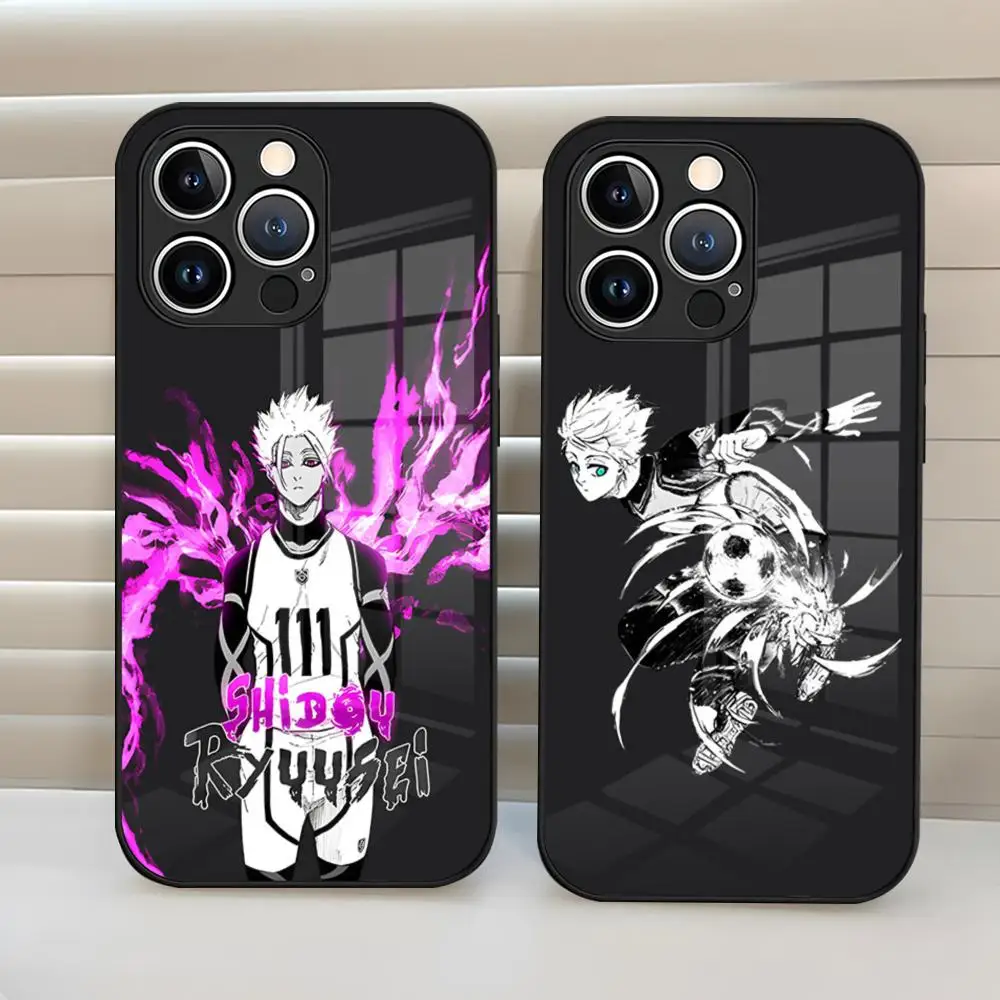 Blue Lock Anime Phone Case Tempered Glass Back Cover For Iphone 15 Pro Max 14 Pro 12 11 13 Mini X Xr Xs 8 7 Plus Se
