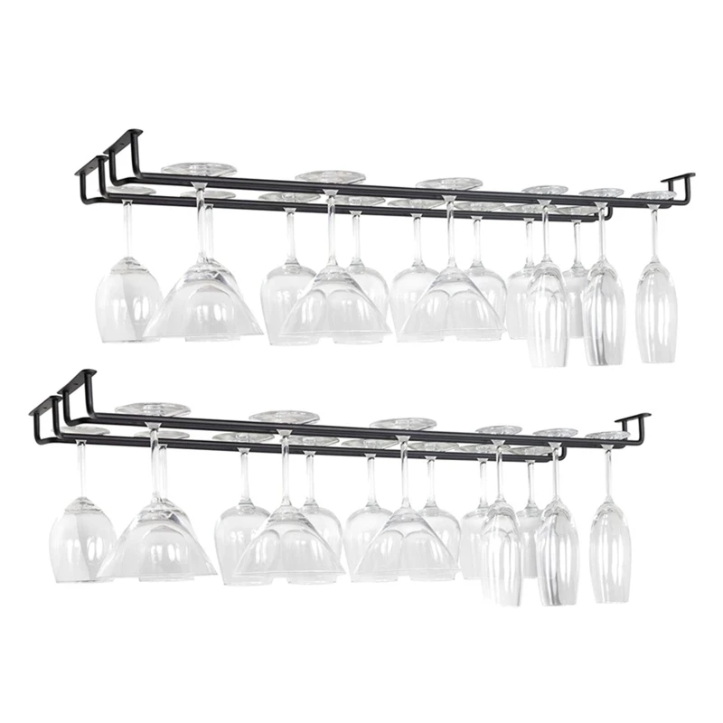 Wine Glass Hanging Rack with Screws Wall Mount Wine Glass Holder Hanger Storage for Bar Kitchen 2
