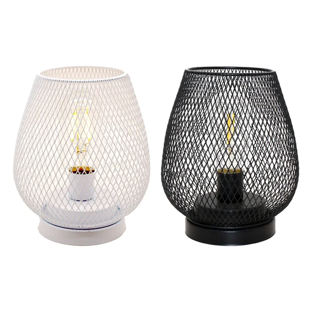 Nordic Table Lamp, Iron Wire Birdcage Shape Battery Powered Nightlight Bedside Light Nightstand Bedroom Lighting Decorations