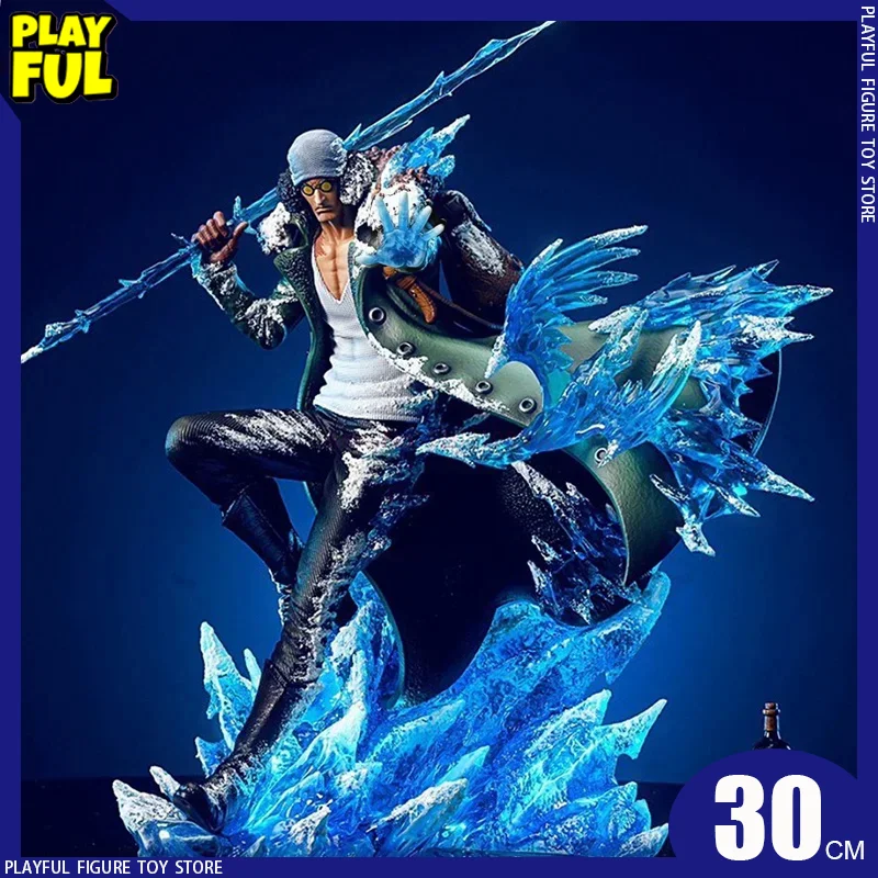 

One Piece 30cm Anime Figure Aokiji Kuzan Gk Pvc Action Figurine 2 Heads Replaceable Elementalization Kuzan Statue Model Toy Gift